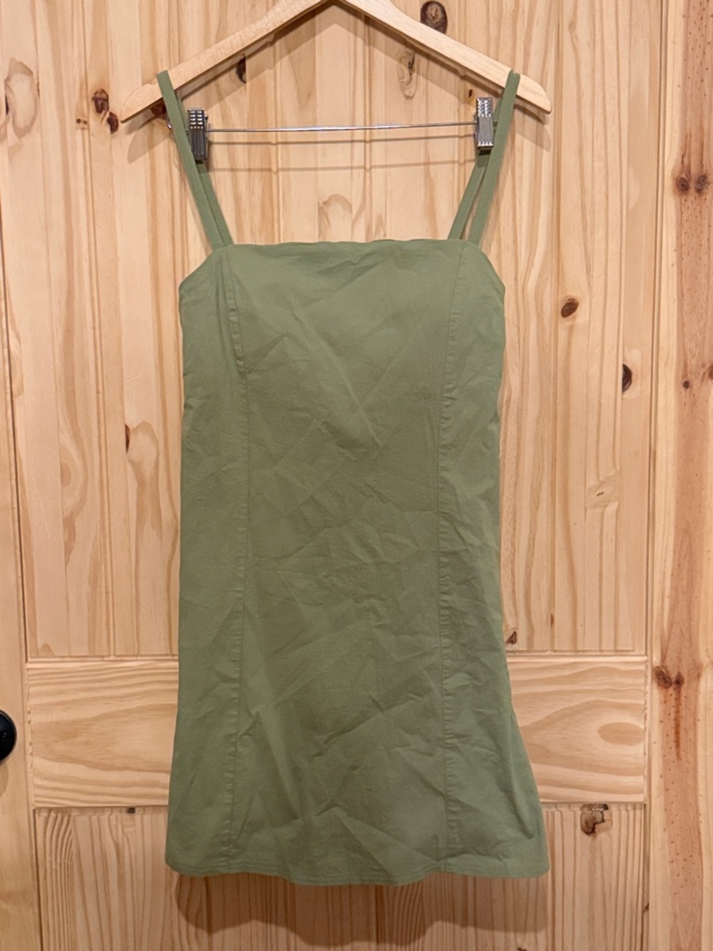 Medium tall Skort dress Olive Green Square-Neck Mini